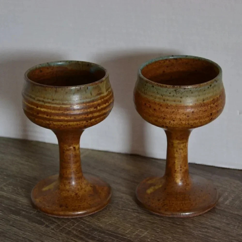 Pair  of Pottery Goblets